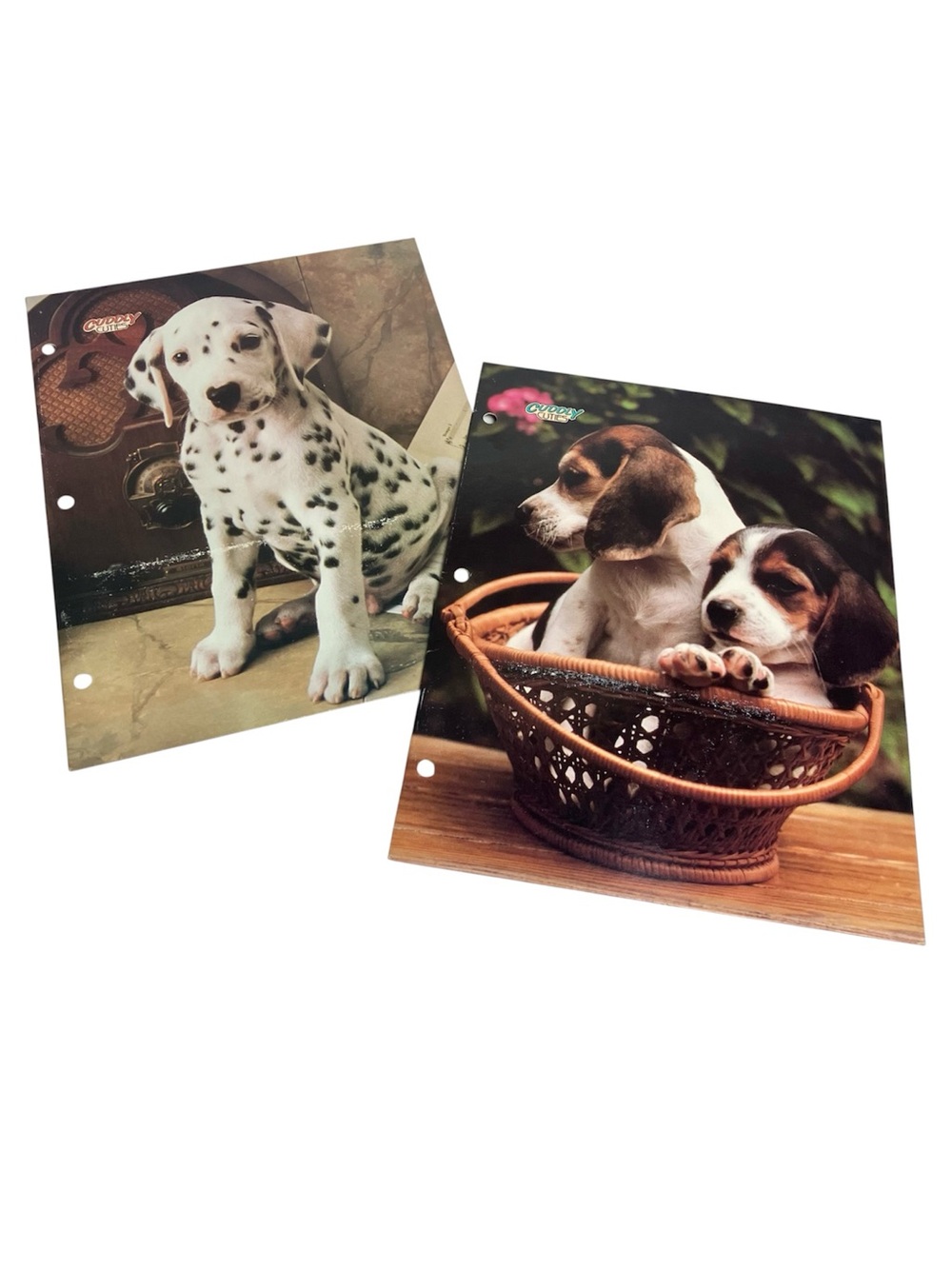 Vintage School Supply 1990 Cuddly Cuties Folder 90s Made in USA Puppy Dog